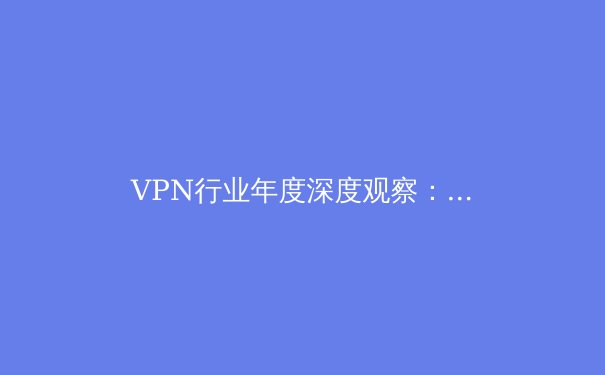 VPN行业年度深度观察：技术演进、政策边界与数字时代的隐私抉择 - 2
